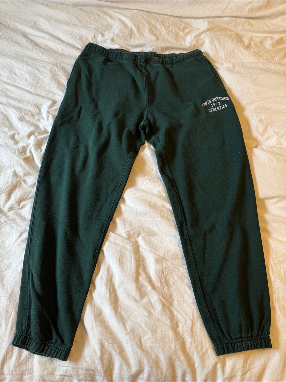Roots Dark Green Men's Sweatpants with Logo